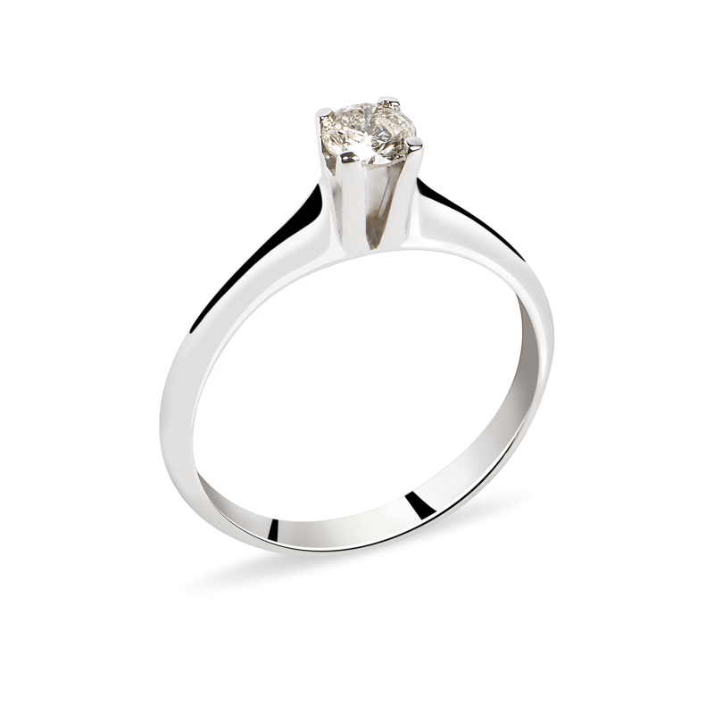 Inel cu Diamant Natural de 0.30 ct din Aur Alb de 18k