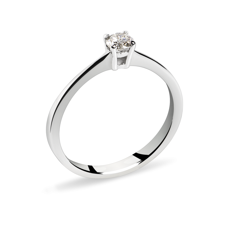 Inel cu Diamant Natural de 0.14 ct din Aur Alb de 18k