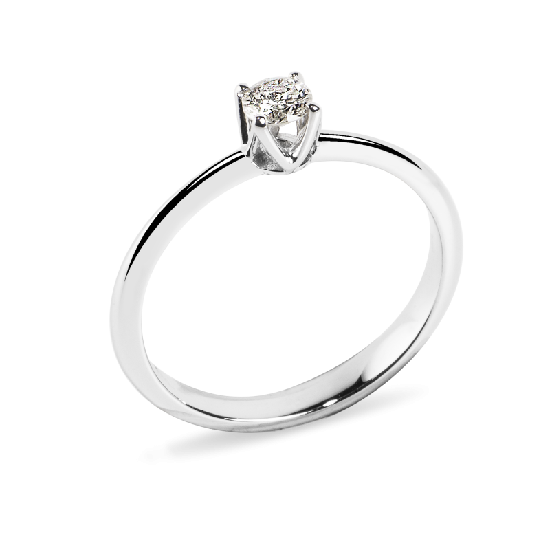 Inel de logodna din Aur Alb de 18k cu Diamant Natural de 0.34 ct