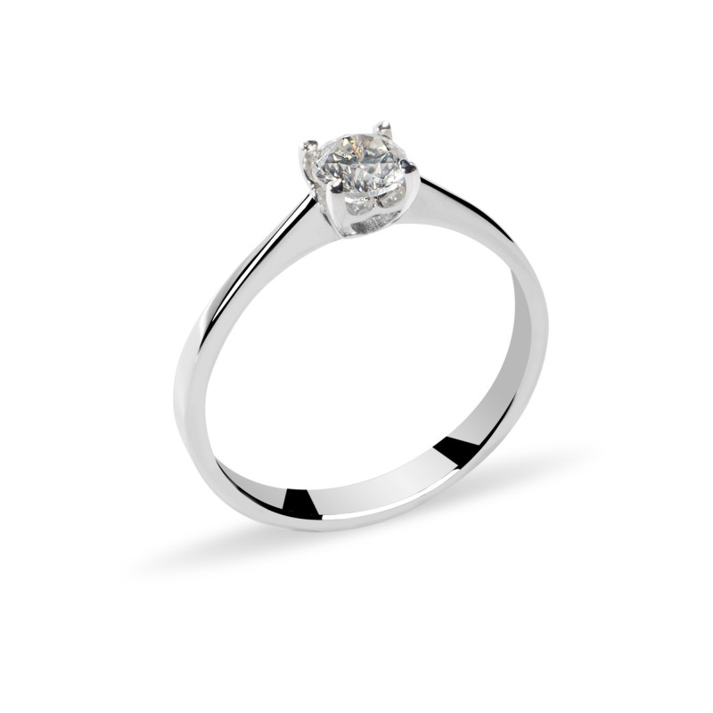 Inel cu Diamant Natural de 0.53 ct din Aur Alb de 18k