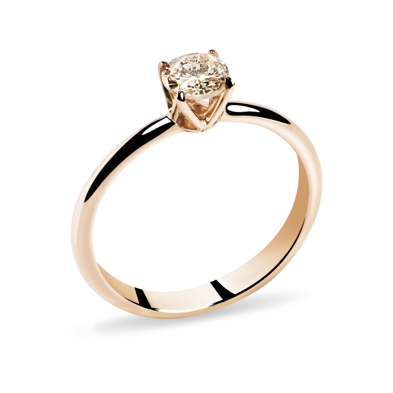 Inel de logodna din Aur Rose de 18k cu Diamant Natural
