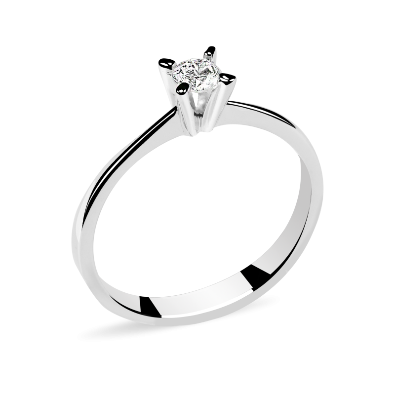 Inel de logodna din Aur Alb de 18k cu Diamant Natural de 0.20 ct