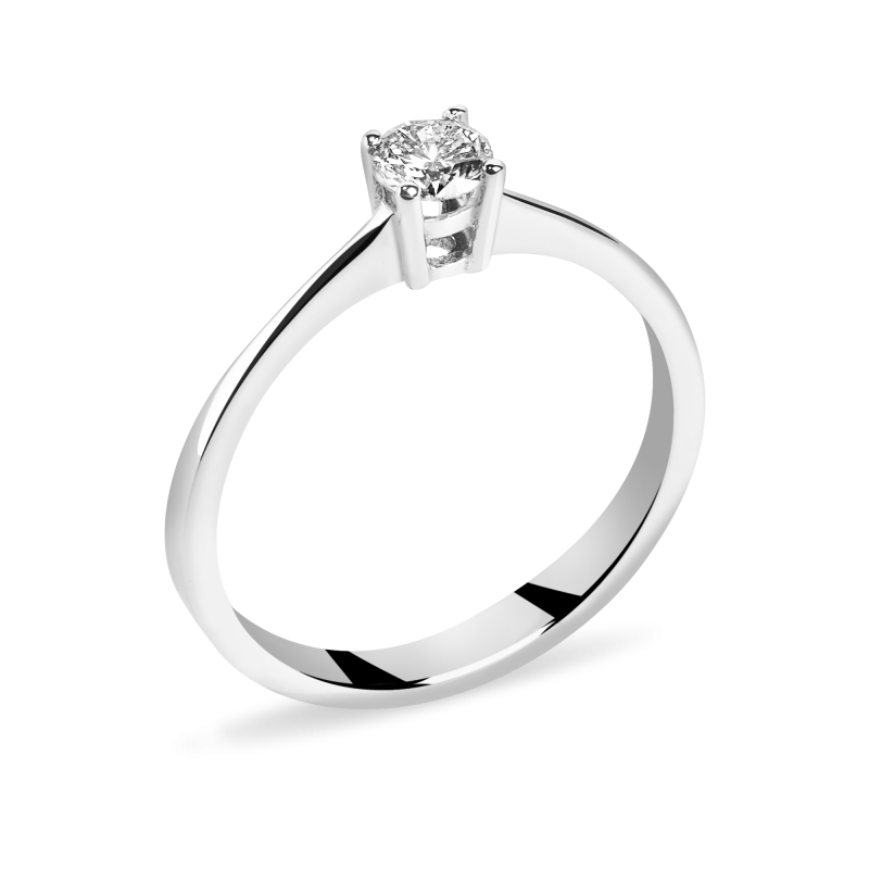 Inel de logodna din Aur Alb de 18k cu Diamant Natural