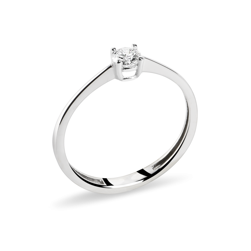 Inel de logodna din Aur Alb de 18k cu Diamant Natural 0.24 ct