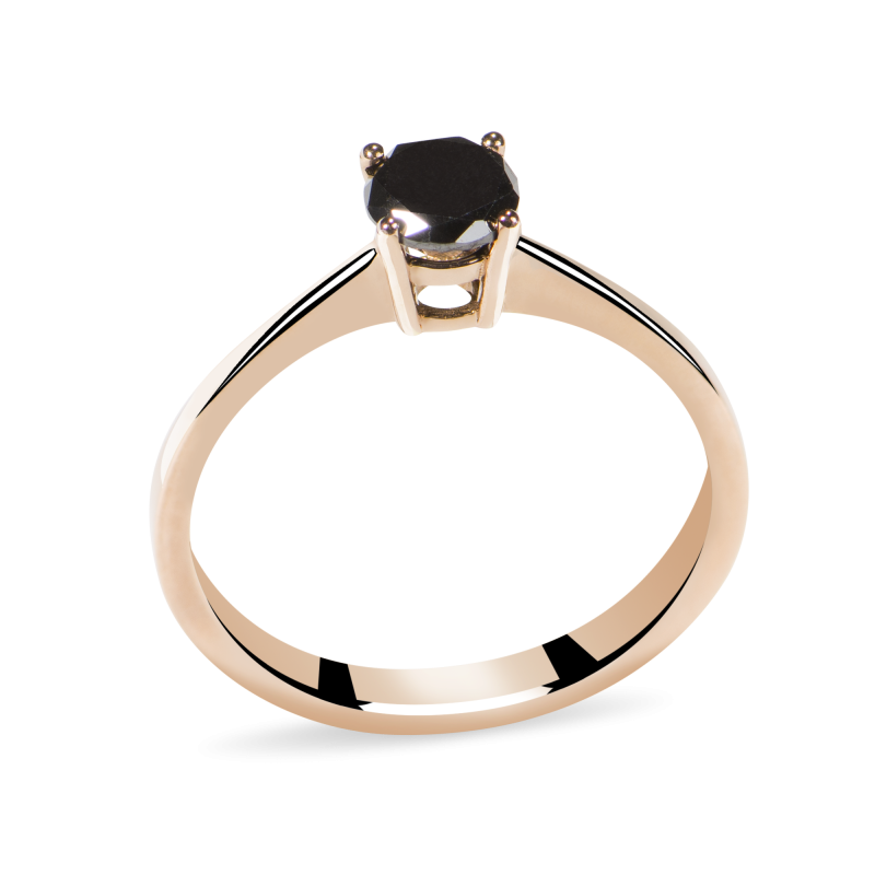 Inel de logodna din Aur Rose de 18k cu Diamant Natural Negru de 0.64 ct