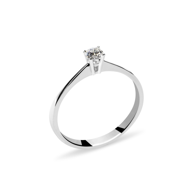 Inel de logodna din Aur Alb de 18k cu Diamant Natural de 0.15 ct