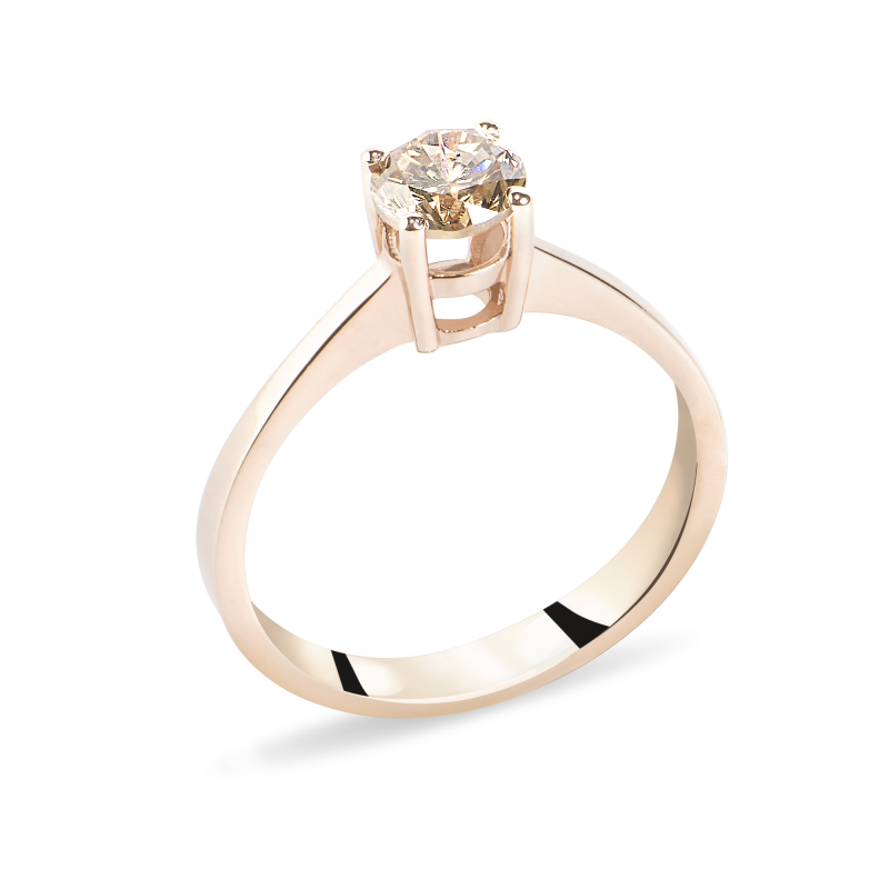 Inel de logodna din Aur Rose de 18k cu Diamant Natural 0.84 ct