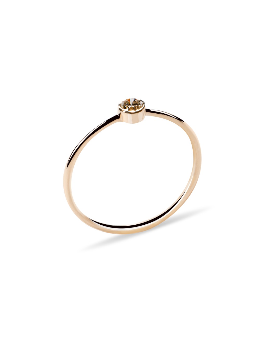 Inel  de logodna din aur rose de 18k cu diamant natural champagne de 0.10 ct