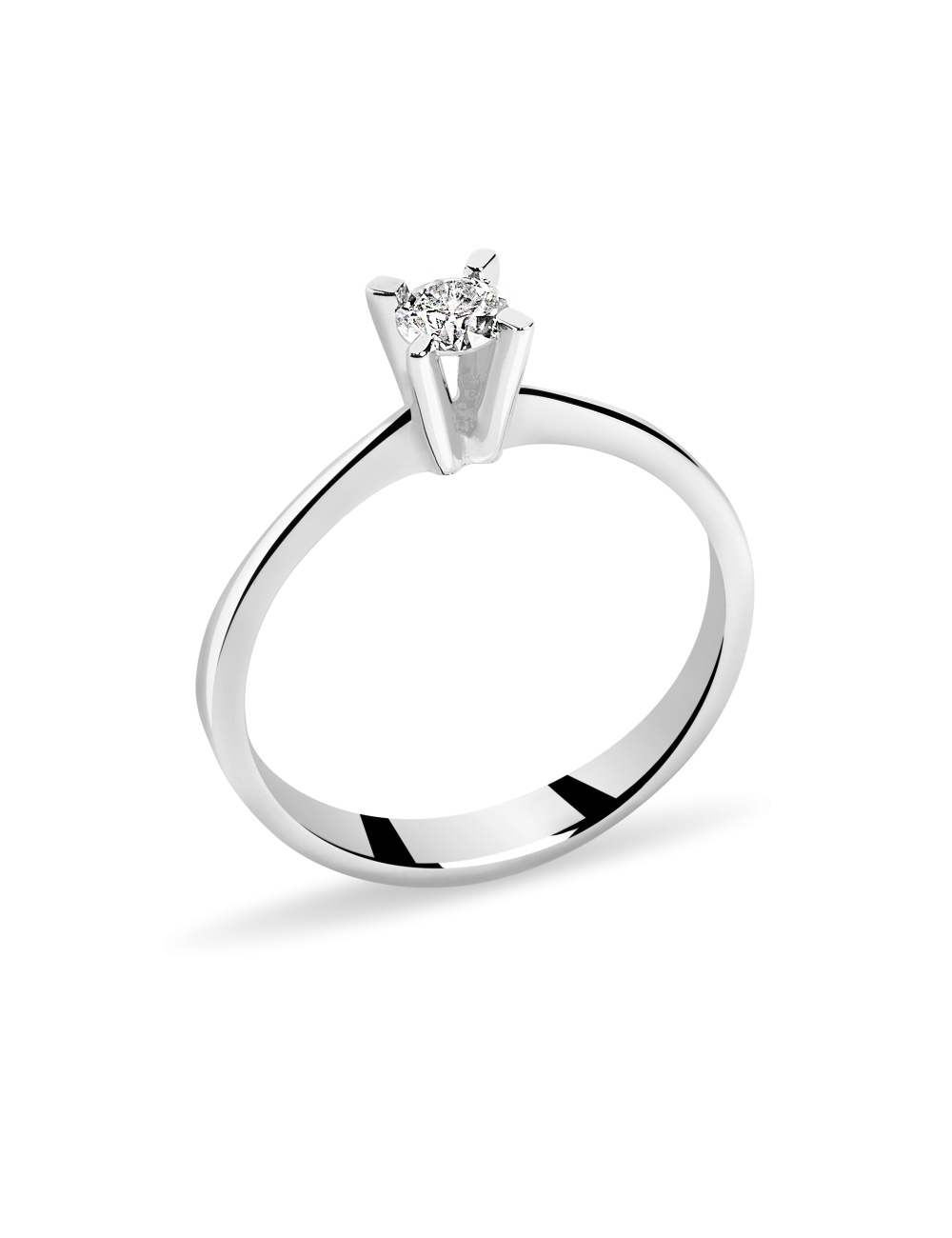 Inel de logodna din Aur Alb de 18k cu Diamant Natural Incolor 0.16 ct