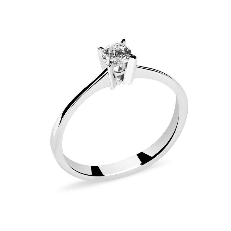 Inel de logodna din Aur Alb de 18k cu Diamant Natural de 0.17 ct