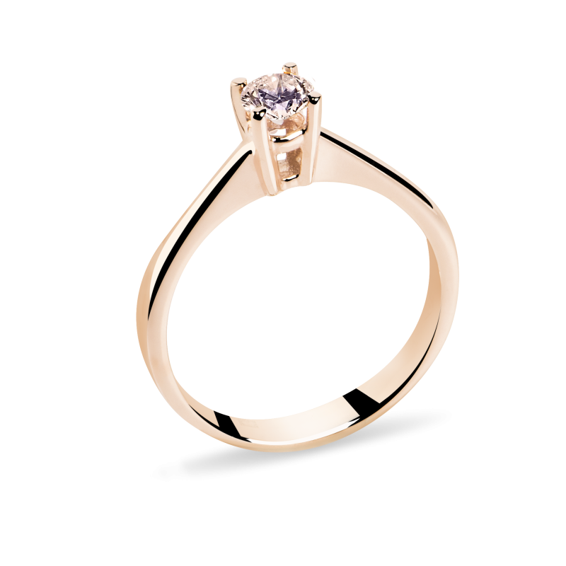 Inel de logodna din Aur Rose de 18k cu Diamant Natural 0.51 ct