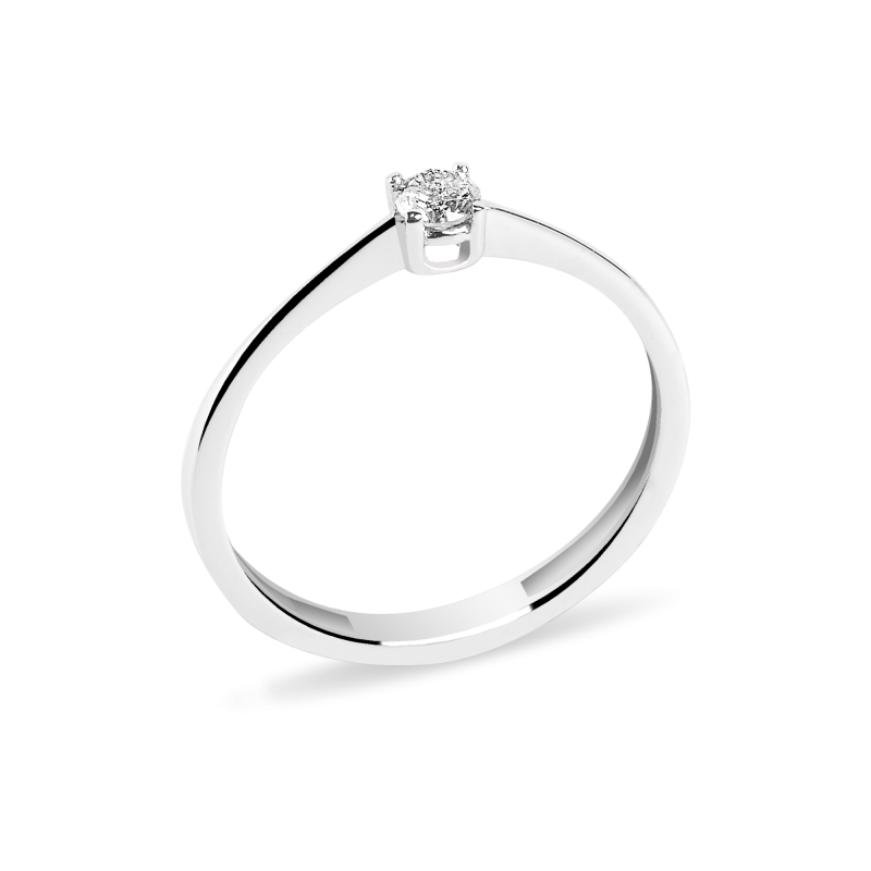 Inel din Aur Alb de 18k cu Diamant Natural de 0.10 ct