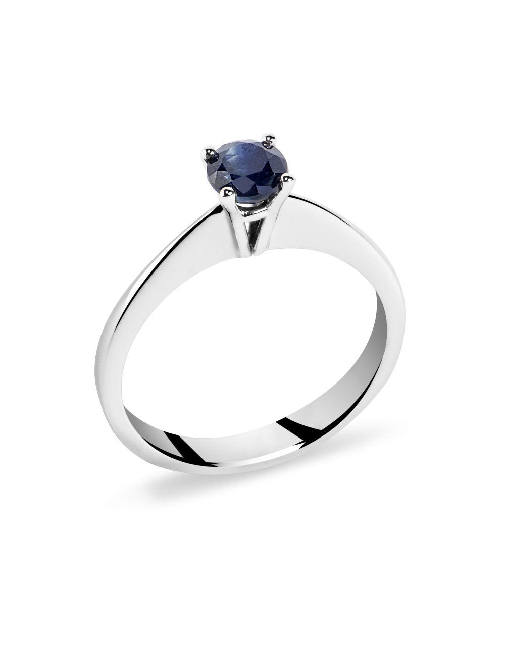 Inel de logodna din Aur Alb de 18k cu Safir Natural Albastru de 0.59 ct