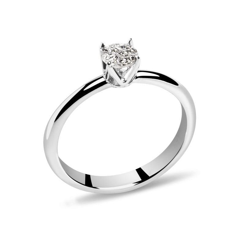 Inel de logodna din Aur Alb de 18k cu Diamant Natural