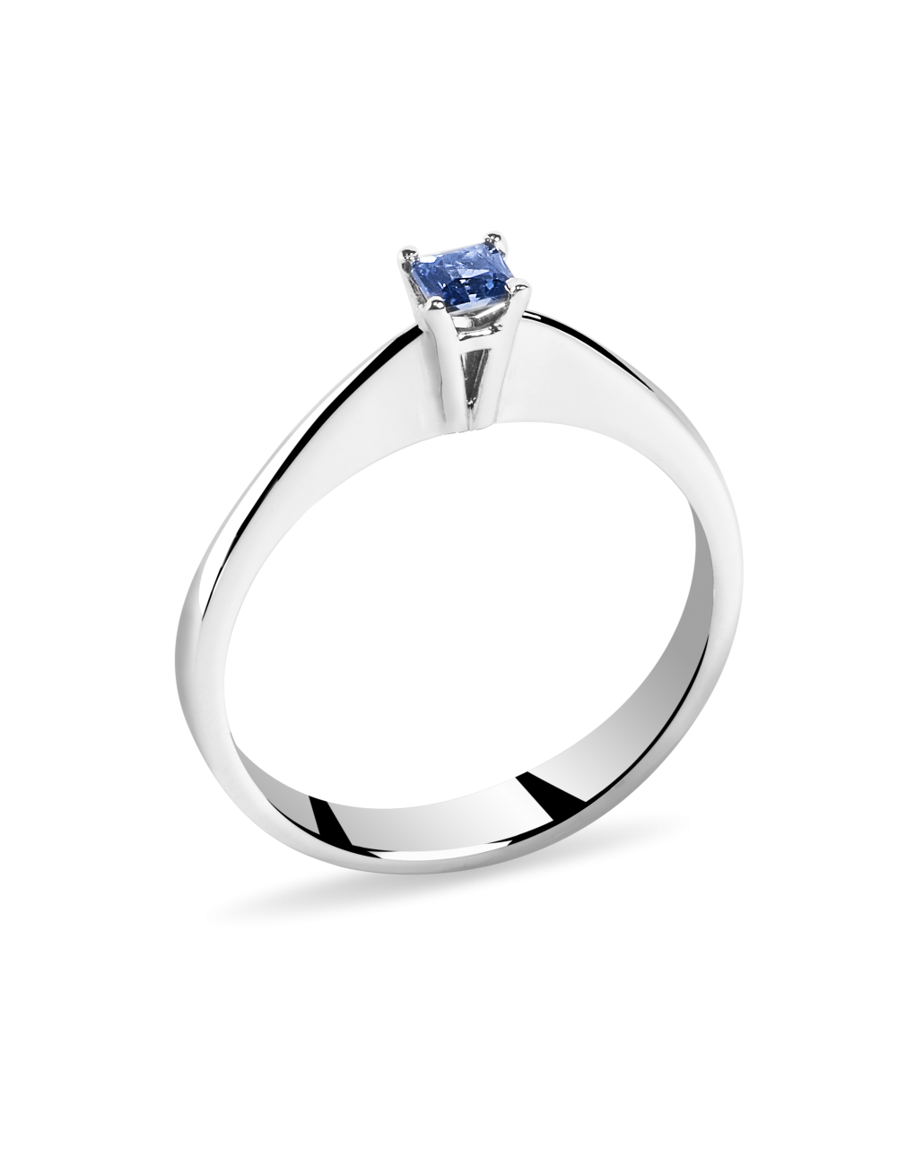 Inel de logodna din Aur Alb de 18k cu Safir Natural Albastru de 0.22 ct