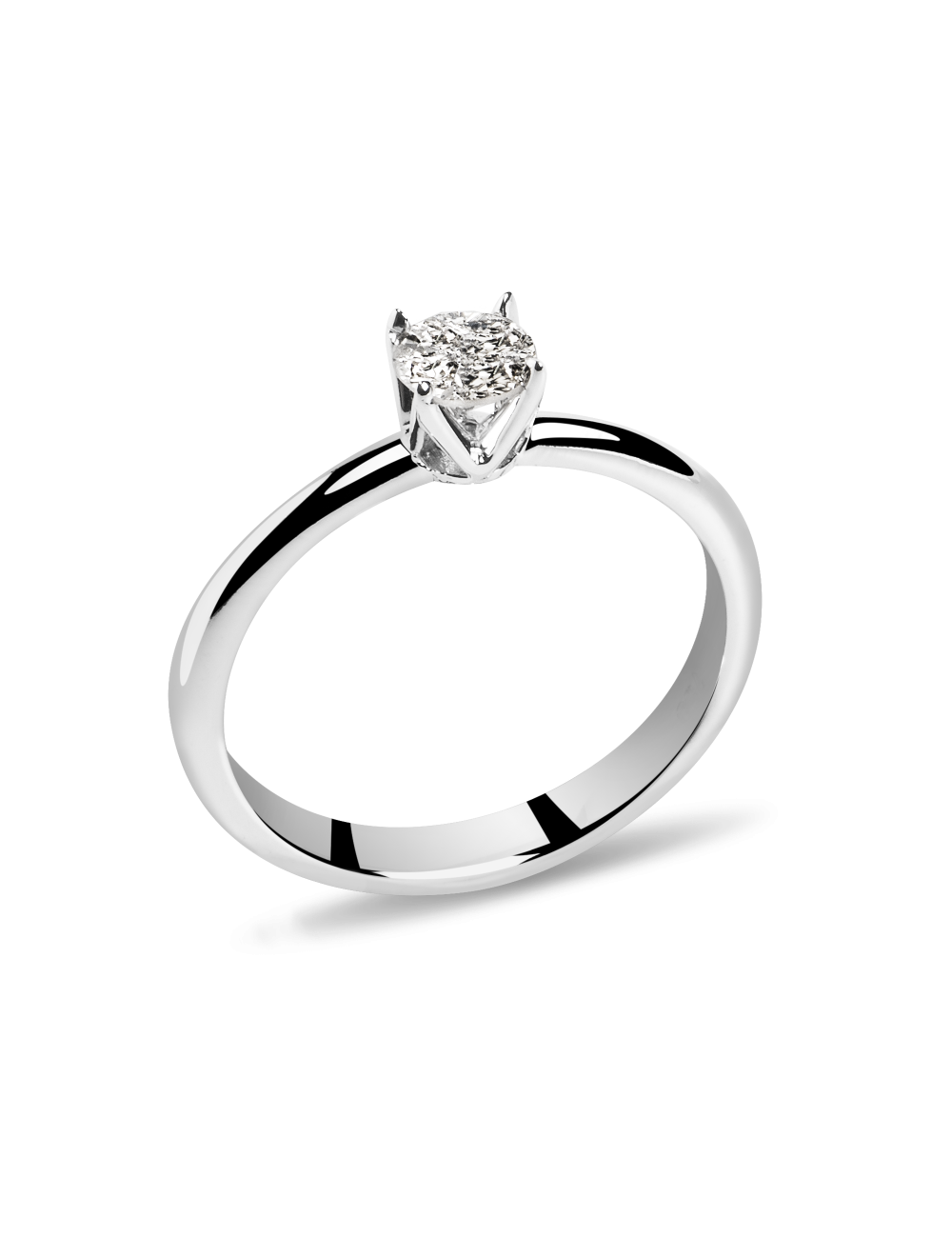 Inel de logodna din Aur Alb de 18k cu Diamant Natural Incolor 0.34 ct