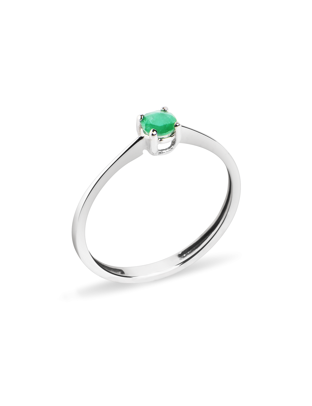 Inel de logodna din Aur Alb de 18k cu Smarald Natural de 0.20 ct