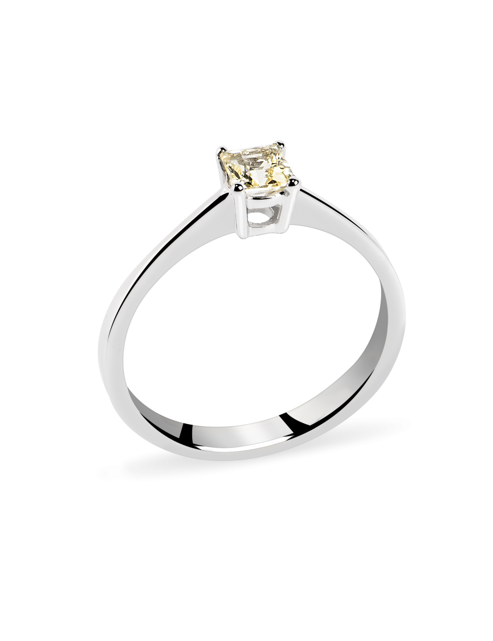Inel de logodna din Aur Alb de 18k cu Safir Natural Galben de 0.17 ct