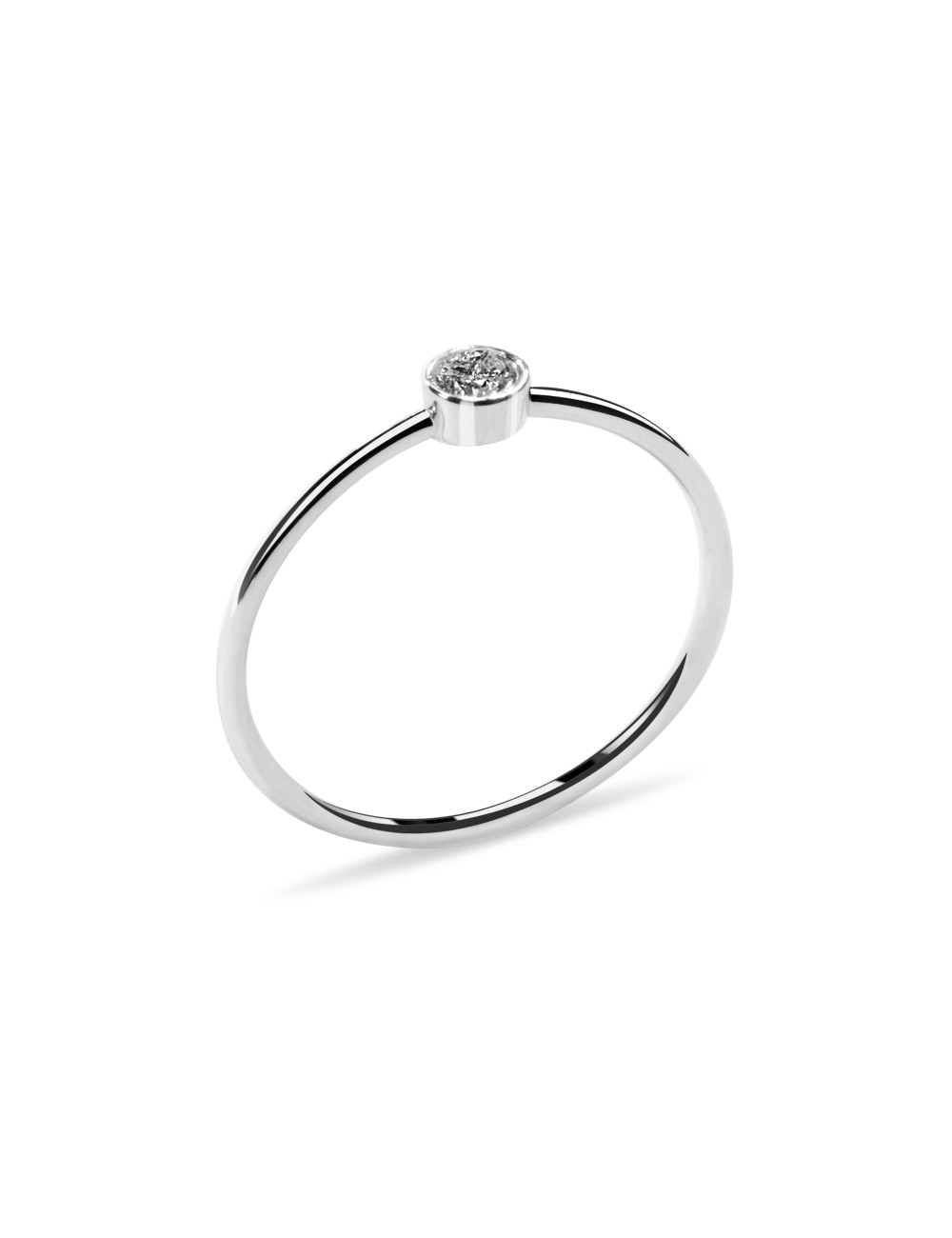 Inel de logodna din Aur Alb de 18k cu Diamant Natural Incolor 0.11 ct