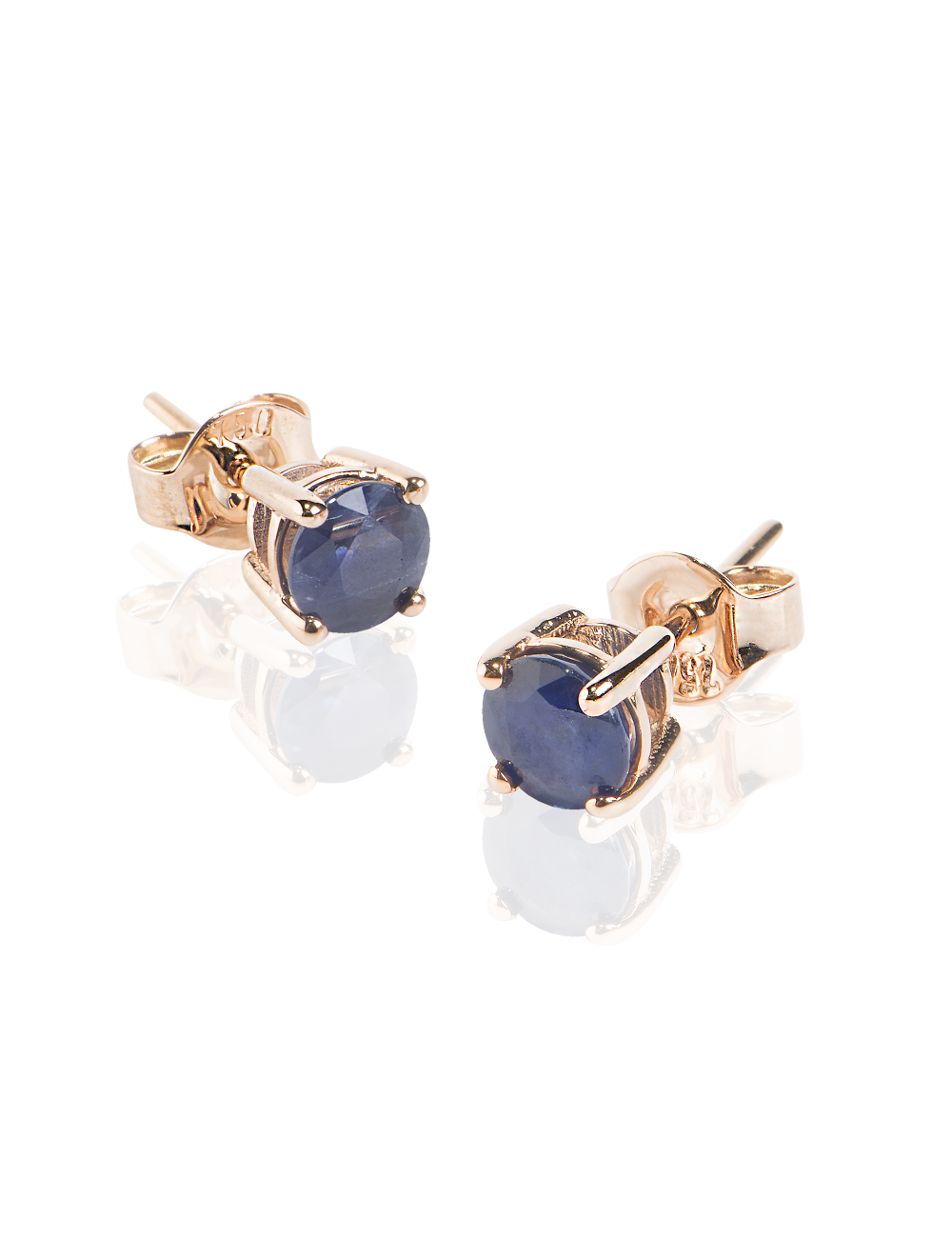 Cercei din Aur Rose de 18k cu Safir Natural Albastru de 0.59 ct