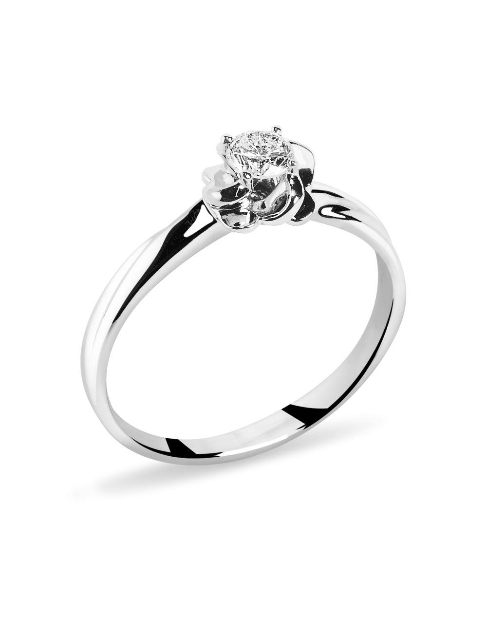 Inel de logodna din Aur Alb de 18k cu Diamant Natural Incolor 0.20 ct