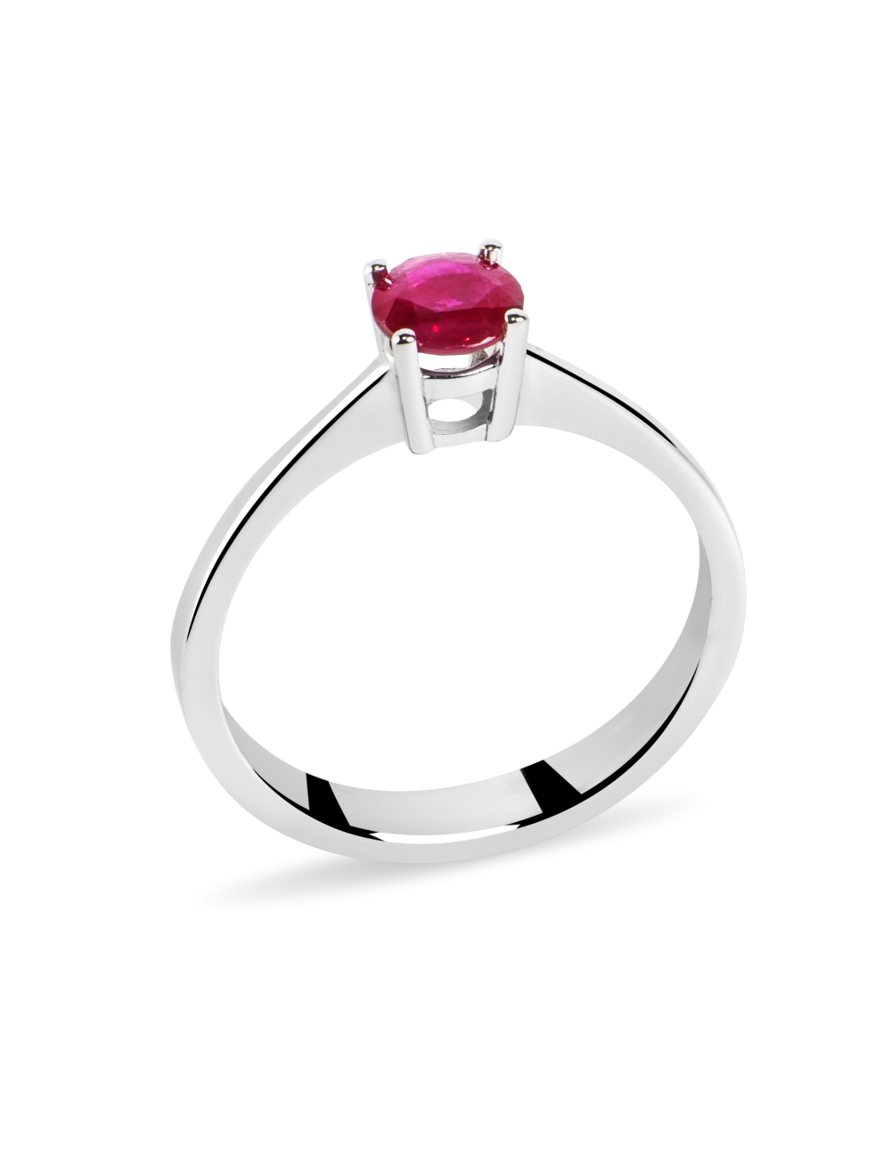 Inel de logodna din Aur Alb de 18k cu Rubin Natural de 0.47ct