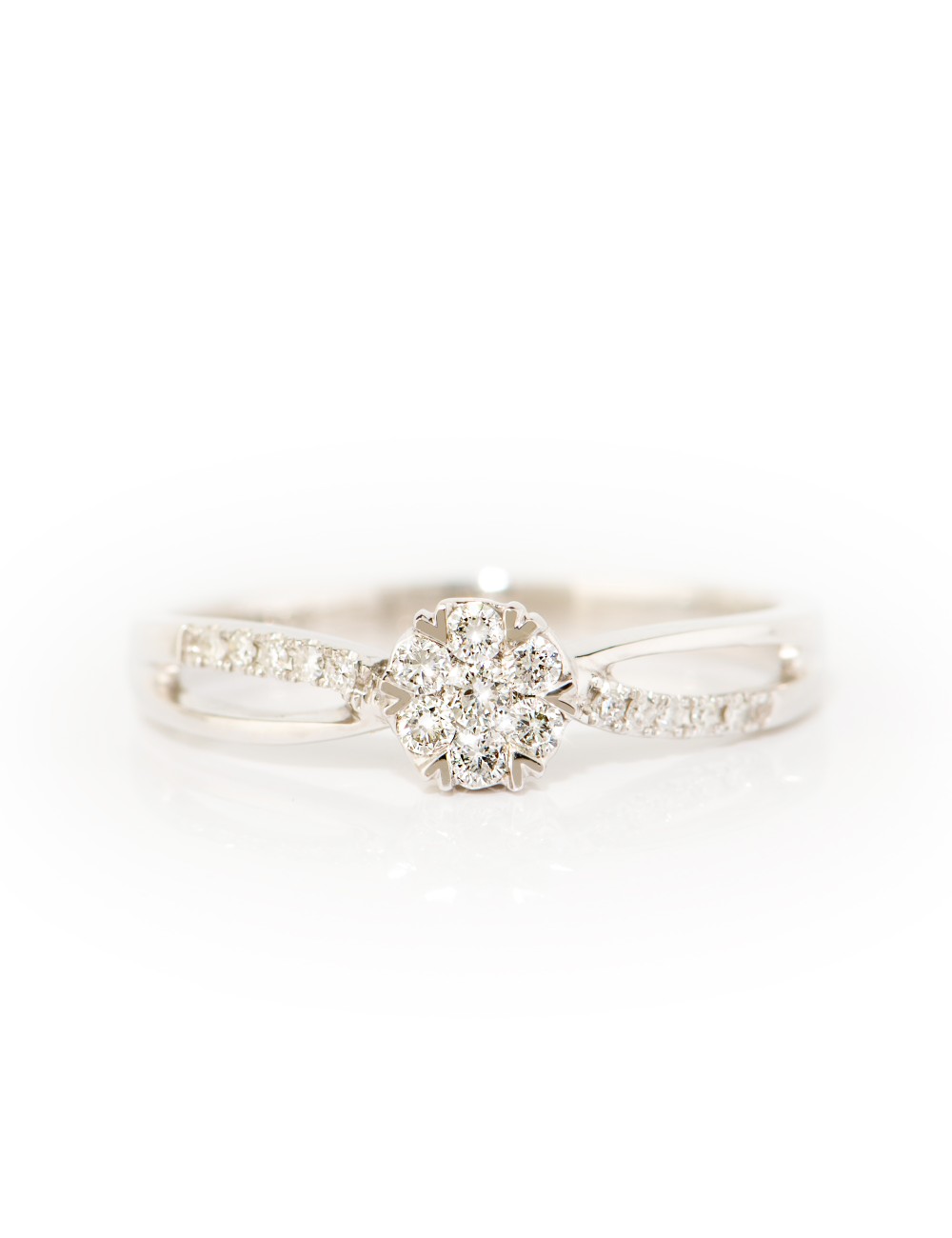 Inel de logodna din Aur Alb de 18k cu Diamante Naturale Incolore 0.16 ct