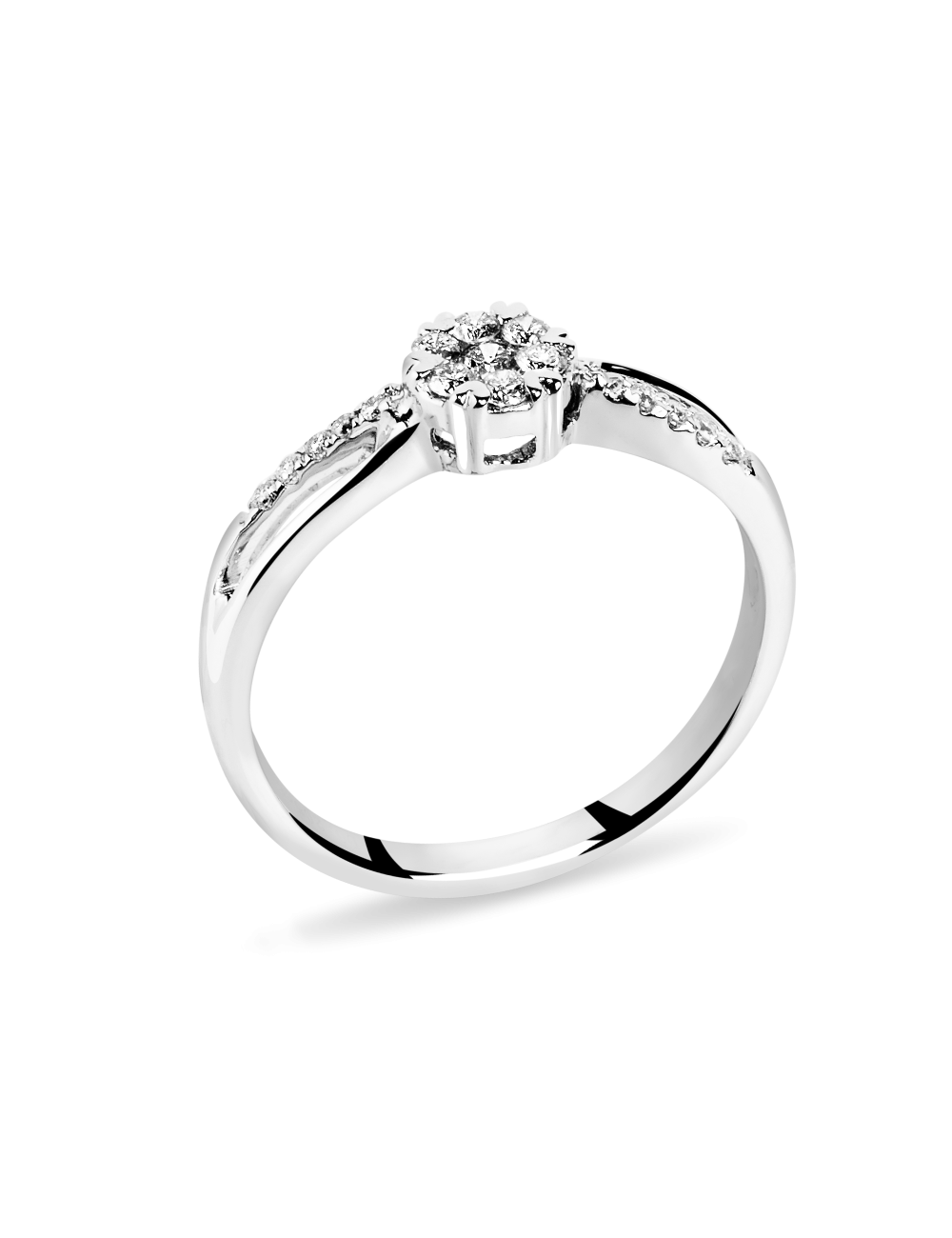 Inel de logodna din Aur Alb de 18k cu Diamante Naturale Incolore 0.16 ct