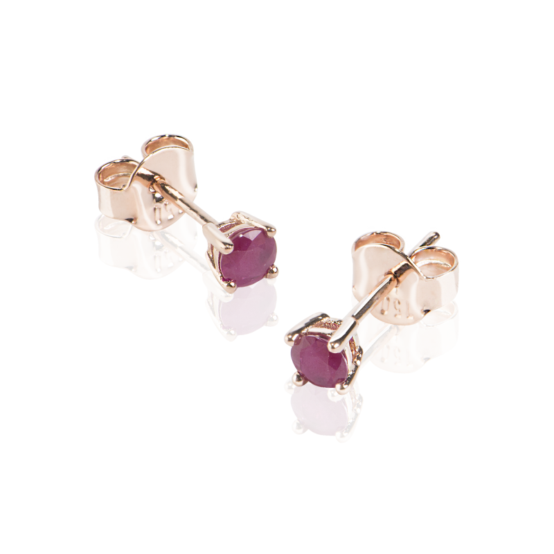 Cercei din Aur Rose de 18k cu Rubine Naturale de 0.42 ct