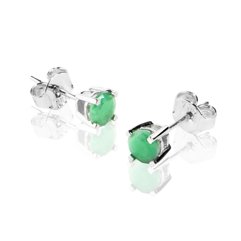Cercei din Aur Alb de 18k cu Smaralde Naturale de 0.47 ct
