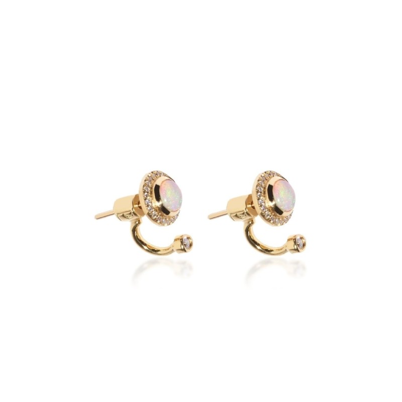 Cercei din Aur Rose de 18k cu Opale si Diamante Naturale
