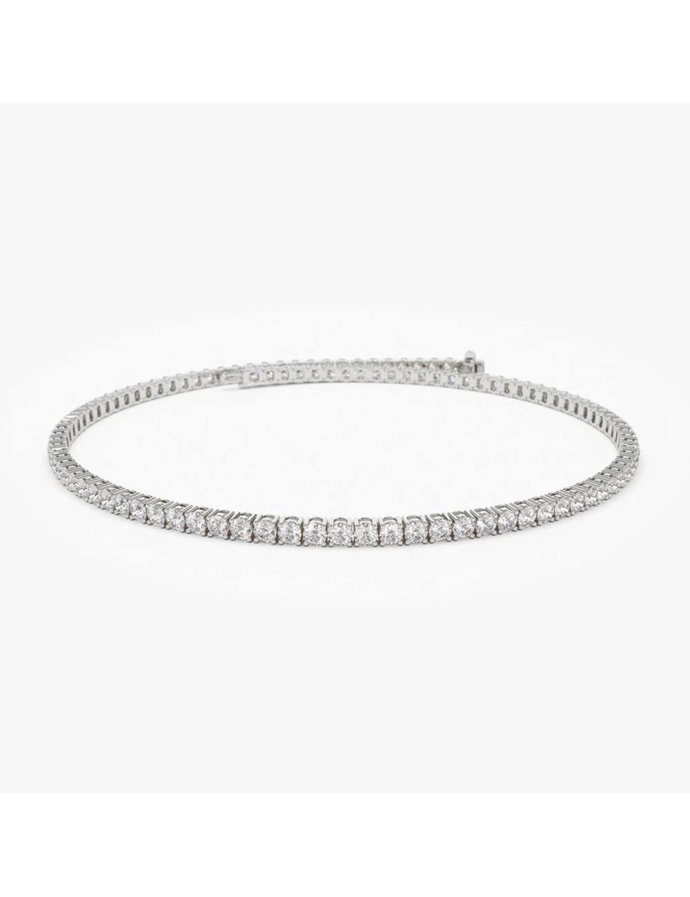 Bratara tenis din Aur Alb de 18k cu Diamante Incolore Naturale de 2 ct