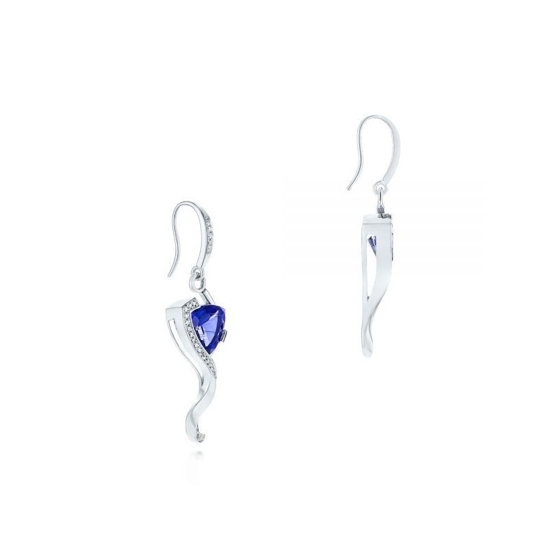 Cercei din Aur Alb de 18k cu Tanzanite si Diamante