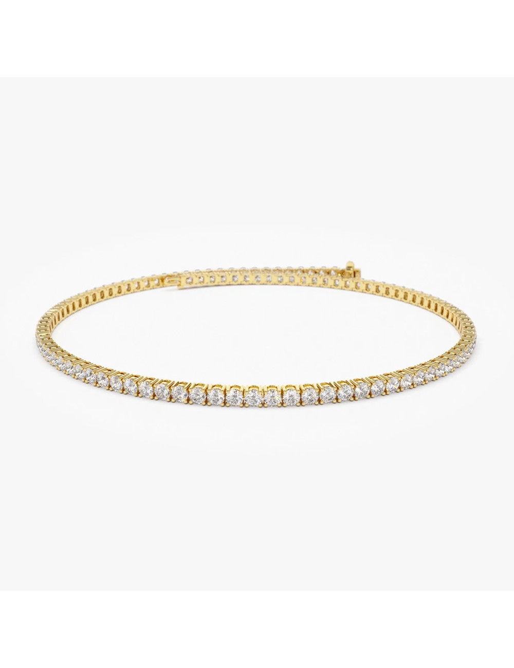 Bratara tenis din Aur Alb de 18k cu Diamante Incolore Naturale de 2 ct