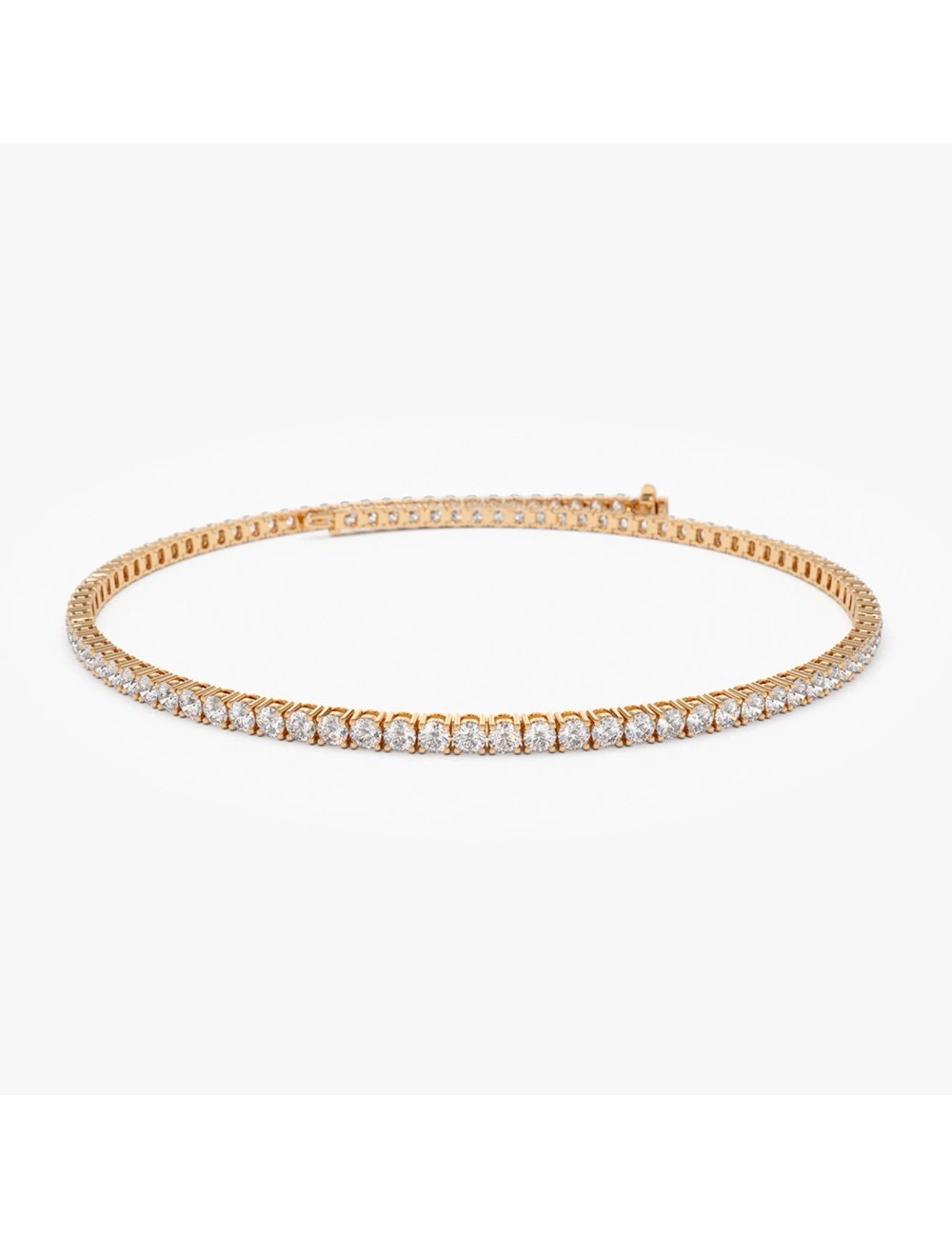 Bratara tenis din Aur Alb de 18k cu Diamante Incolore Naturale de 2 ct