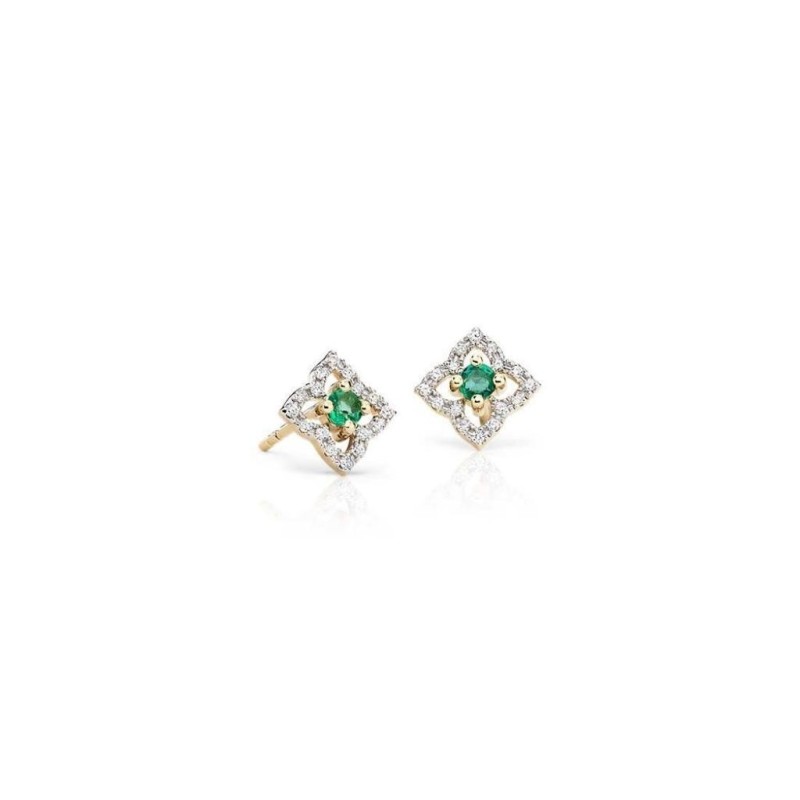 Cercei din Aur Galben de 18k cu Smaralde si Diamante Naturale
