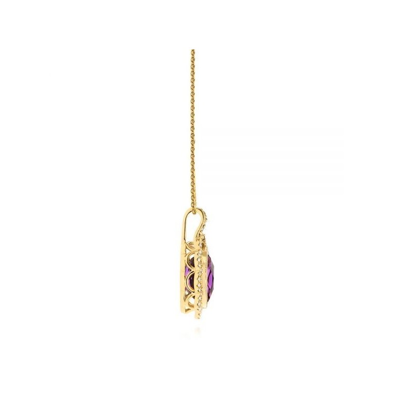 Colier din Aur Rose de 18k cu Ametist si Diamante Naturale