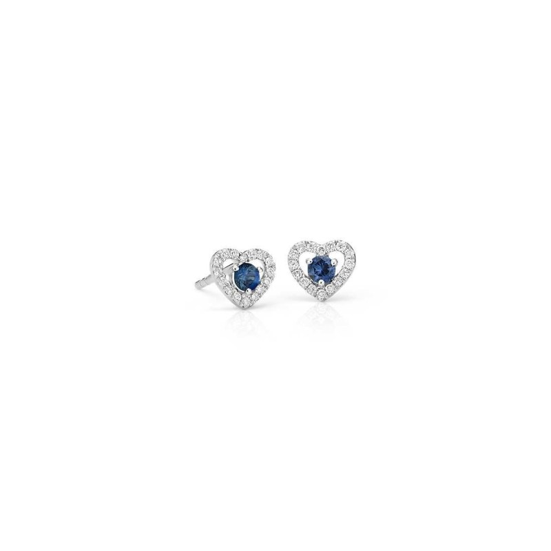 Cercei din Aur Alb de 18k cu Safire Albastre si Diamante Naturale