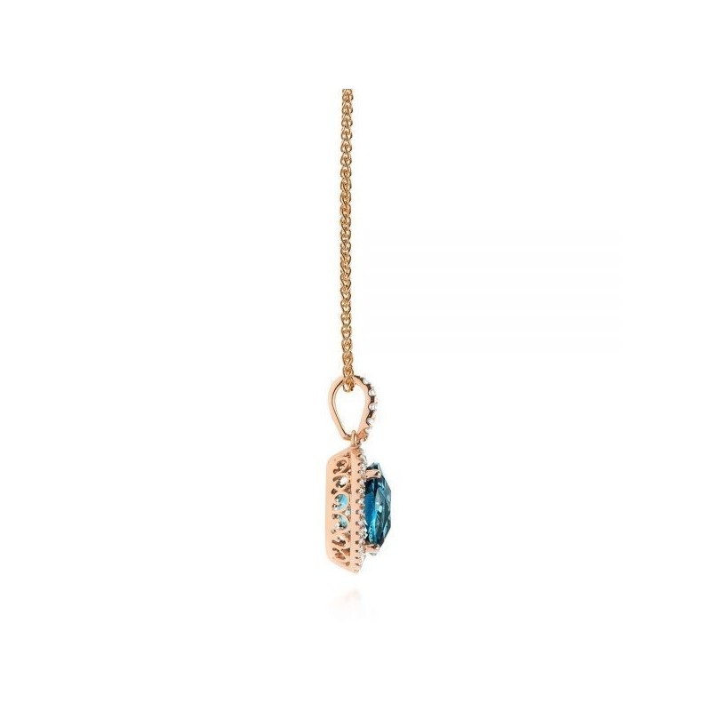 Colier din Aur Rose de 18k cu London Blue Topaz si Diamante Naturale