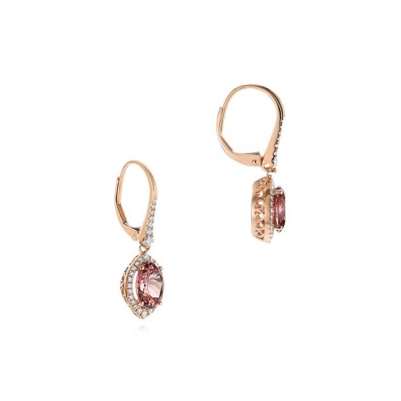 Cercei din Aur Rose de 18k cu Turmaline si Diamante Naturale