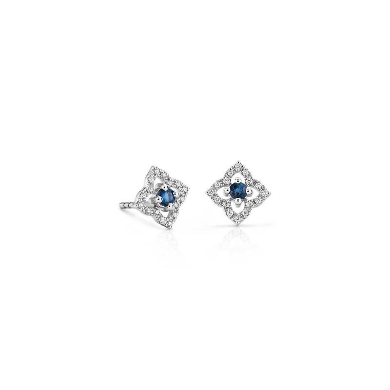 Cercei din Aur Alb de 18k cu Safire Albastre si Diamante Naturale
