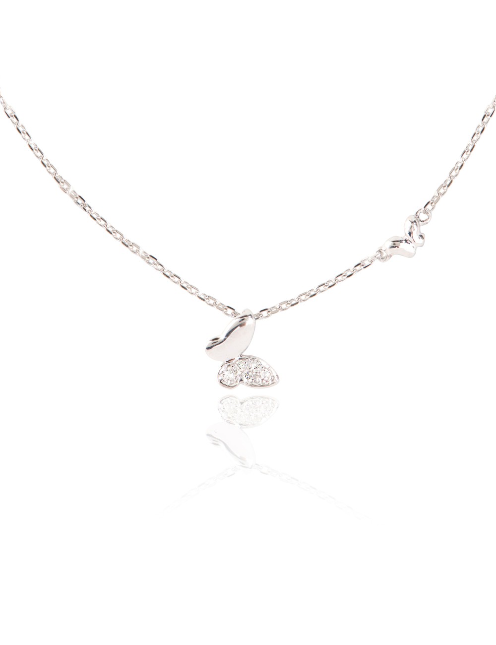 Colier din Aur Alb de 18k cu Diamante Naturale de 0.015 ct