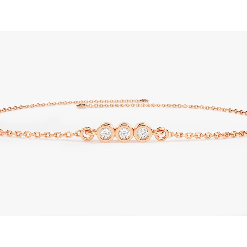 Bratara Trio din Aur Rose de 18k cu Diamante Naturale Incolore de 0.03 ct - 0.30 ct