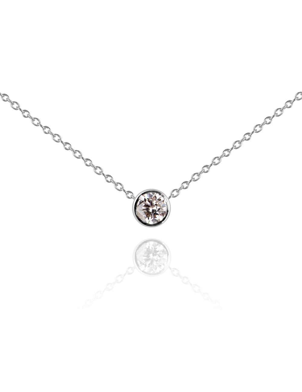 Colier Punto Luce din Aur Alb de 18k cu Diamant Natural de 0.16 ct