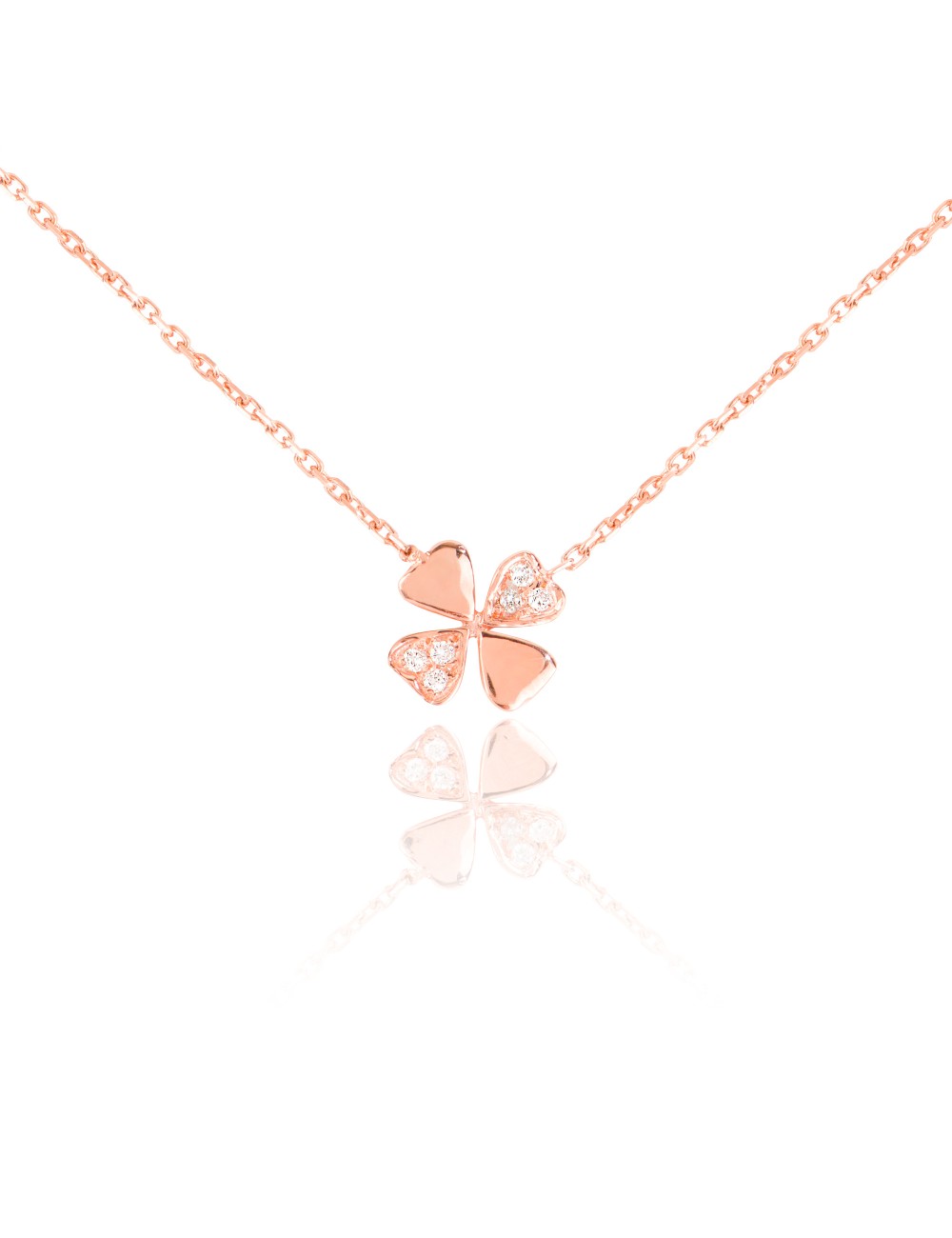 Colier din Aur Rose de 18k cu Diamante Naturale de 0.02 ct