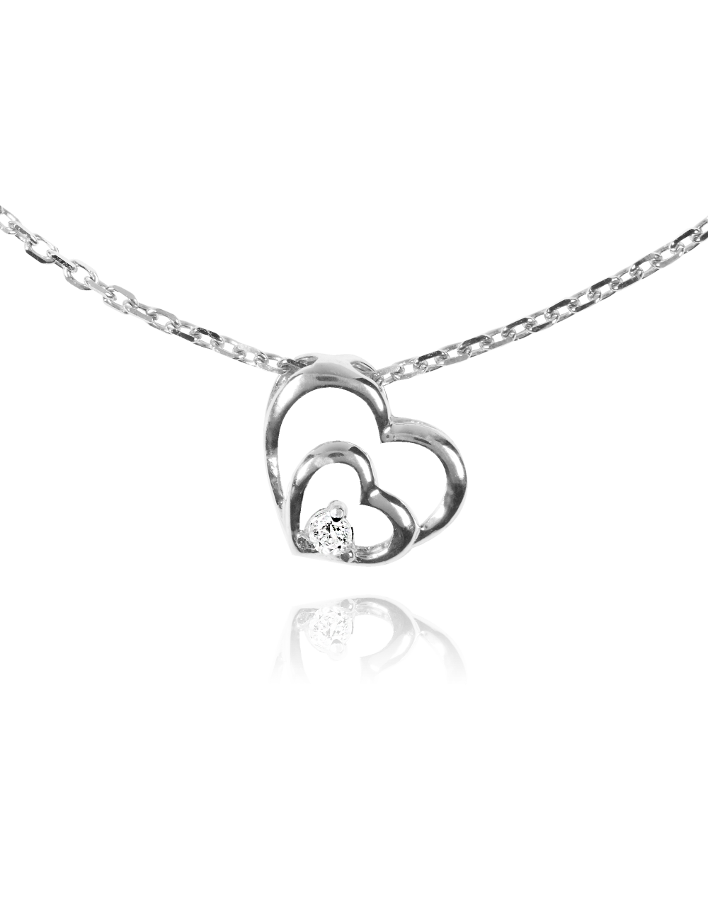 Colier din Aur Alb de 18k cu Diamante Naturale de 0.2 ct