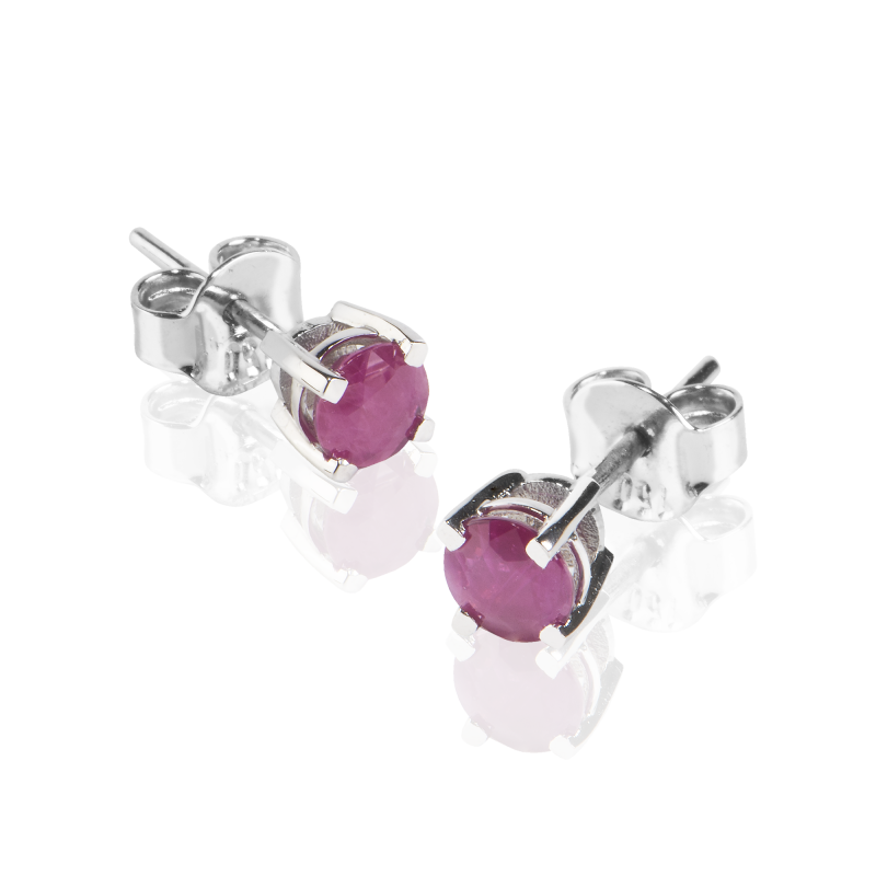 Cercei din Aur Alb de 18k cu Rubine Naturale de 0.98 ct