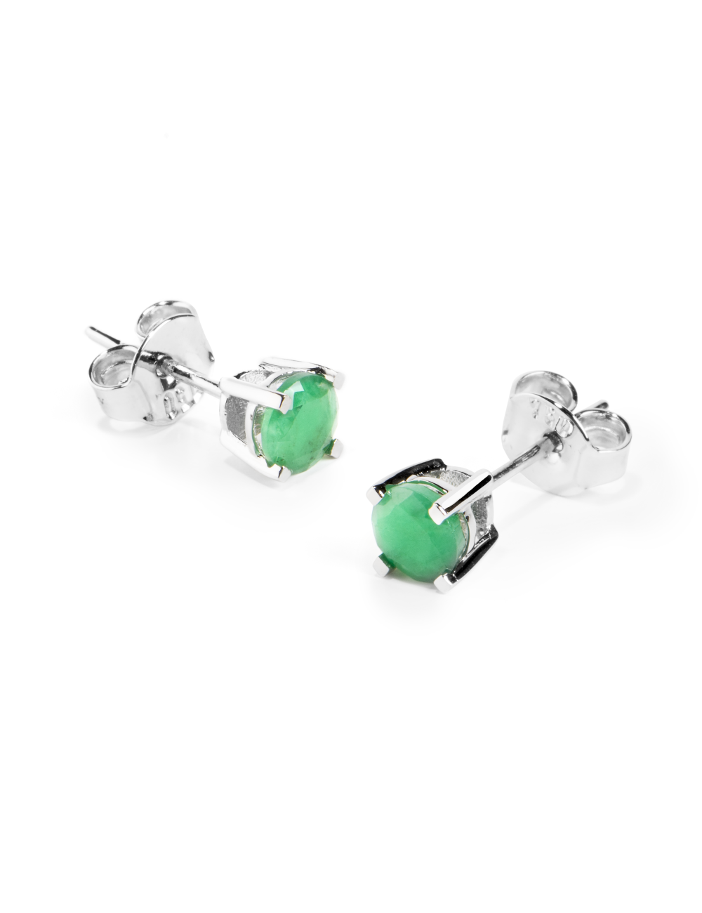 Cercei din Aur Alb de 18k cu Smaralde Naturale de 0.26 ct