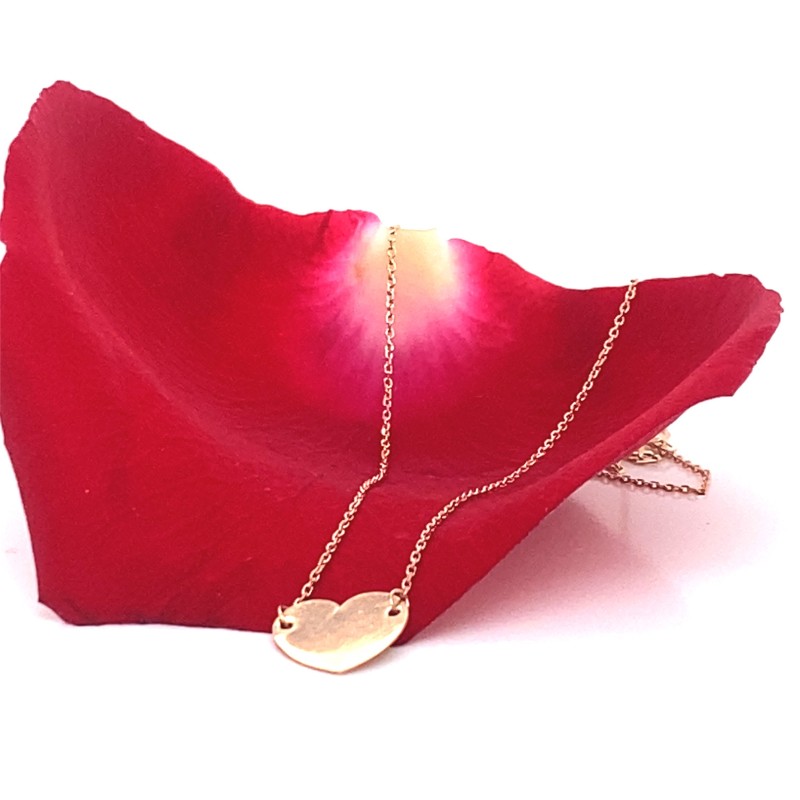 Lantisor cu pandantiv inimioara din aur rose de 14k