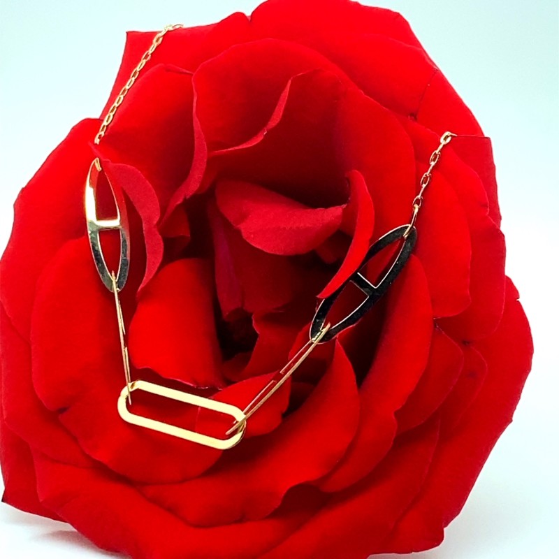 Lantisor cu model geometric din aur galben de 14k